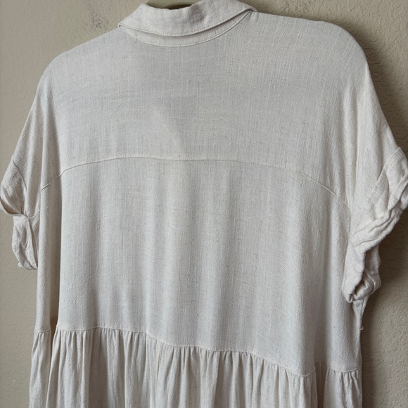White Birch Linen Cotton Blend Boho Beachy Babydoll Blouse Top - Picture 11 of 12